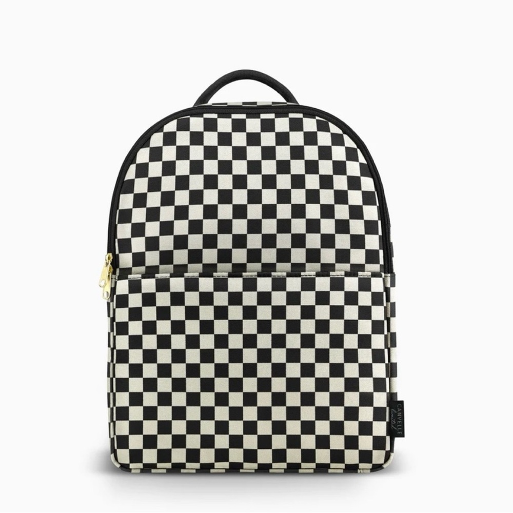 Canvelle black and white checkered backpack